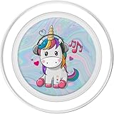 Cute Sitting Unicorn Music Headphones Unicorn Swirl PopSockets PopGrip for MagSafe