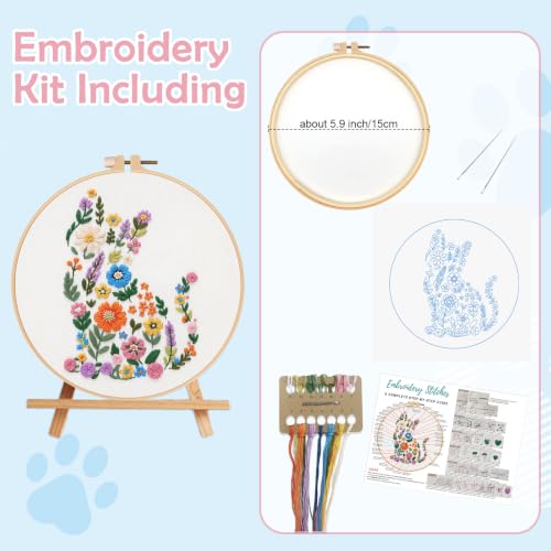 Image of Nuberlic Embroidery Kit for Beginner,Floral Embroidery Practice Kit