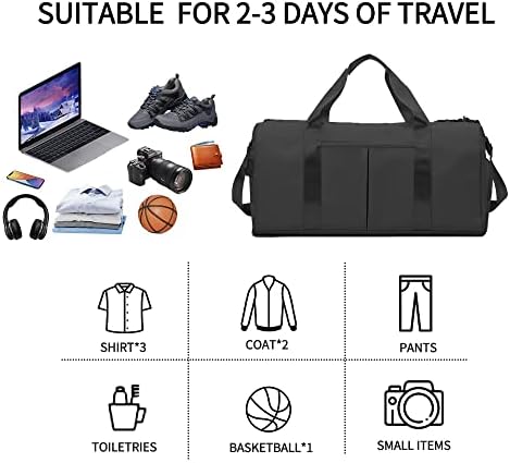 AILGOE Gym Bag Sports Duffel Bag with Wet Pocket and Shoe Compartment for Men Women Travel Holdalls for for Gym, Sports,Travel,Swimming