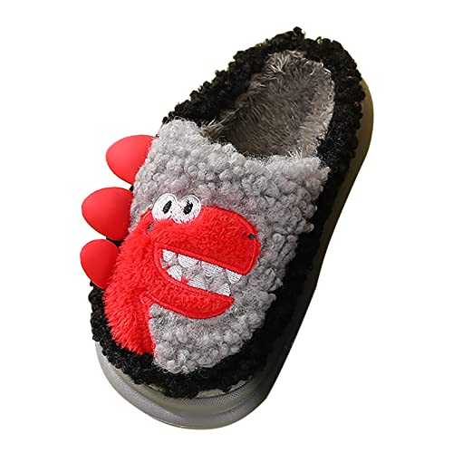 Sandali per ragazzi con luci ragazze ragazzi pantofole unisex caldo dinosauro casa pantofole invernali scarpe da interno pantofole di Natale bambini, Grigio, 46 EU