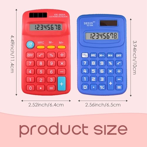 Hyuetrsa 50 Pcs Bulk Basic Calculator Pocket Calculator Hand Held Basic Calculator 4 Function Calculator for Students Kids Primary School Home Office Supplies, 2 Styles（Batteries not Included） - Thumbnail 2