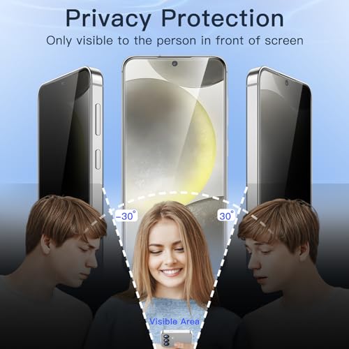 Image of JETech Privacy Screen Protector Guard for Samsung Galaxy S24 Plus, 2-Pack | Anti-Spy Privacy Protection, Tempered Glass, Fingerprint ID Compatible