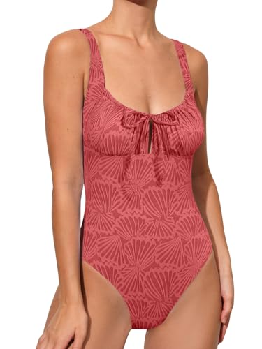Image of BERLOOK Womens One Piece Swimsuits Floral Push Up Bathing Suit Sexy Tie Slimming Swimsuits for Women Swimwear