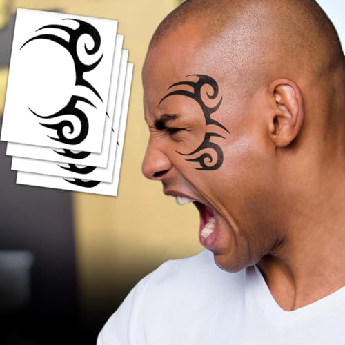 Tribal Face Temporary Tattoos/Pack of 4 / Bachelor Party Prank tattoos/Removable