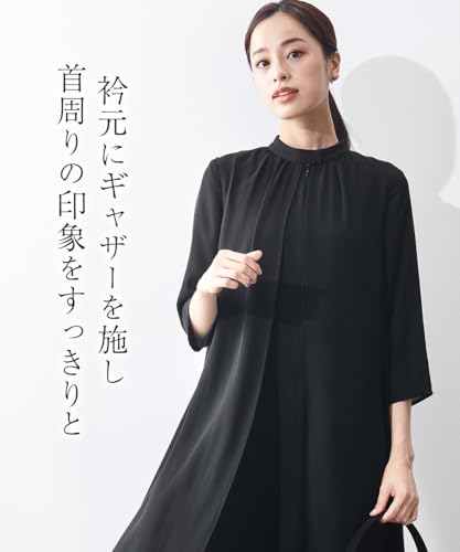 [ニッセン] 【喪服・礼服】＜Callarus＞日本製生地使用洗える防しわ前開きスタンドカラーデザインワンピース＜大きいサイズ有＞ 6枚目