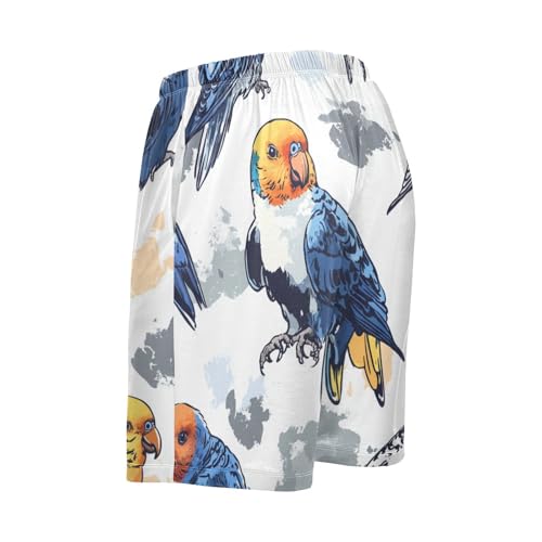 Men's Short Pajama Bottoms Parrots Flying Bird Home Casual Sleep Pants2