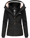 MARIKOO Damen Herbst Winter Jacke Windbreaker Übergangs Regenjacke Regen Erdbeere Outdoorjacke, Farbe:Schwarz, Größe:M 38