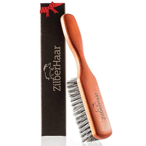 ZilberHaar - Brosse à Barbe - 100% Poils Véritable de Sanglier Doux de 2e Coupe - Soin du Visage Hommes Compatible Tout Baume à Barbe et Huile à Barbe - Barbe Douce et Revitalisée