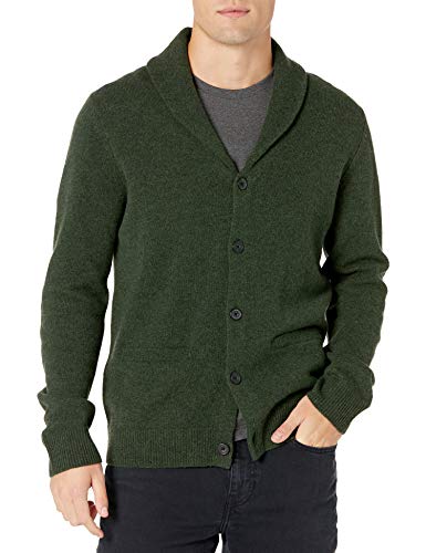 Amazon Brand - Goodthreads Men s Lambswool Long-Sleeve Shawl Collar Cardigan Sweater, Hunter Green, Large