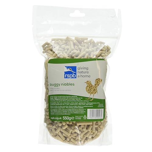 RSPB - Winter Suet Pellets, Wild Bird Food for Small Birds, Robins, and Common Garden Breeds, High Energy with Dried Mealworms, Suitable for Year-Round Feeding, Made in the UK (Buggy Nibbles) (550g)