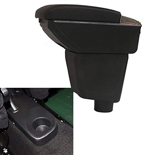 SZSS-CAR Leather Car Center Console Armrest Storage Box for Renault Clio 4/Renault Captur 2015 2016 2017 Armrests with Cup Holder(Black)