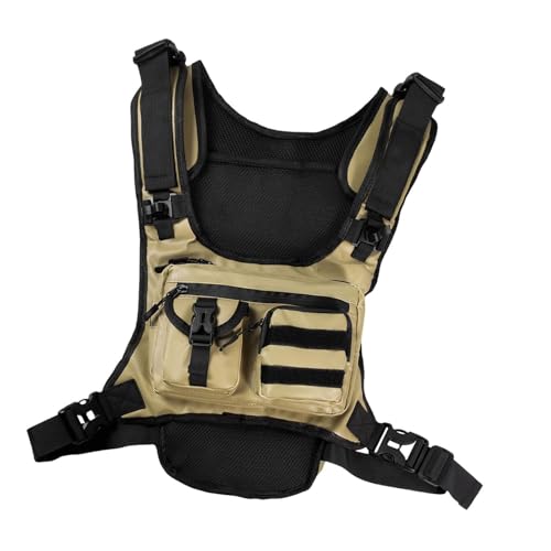 MotiveTech Chest Rig Bag Vest Sports Chest Pack Phone Holder for Hiking Climbing Camping, Khaki