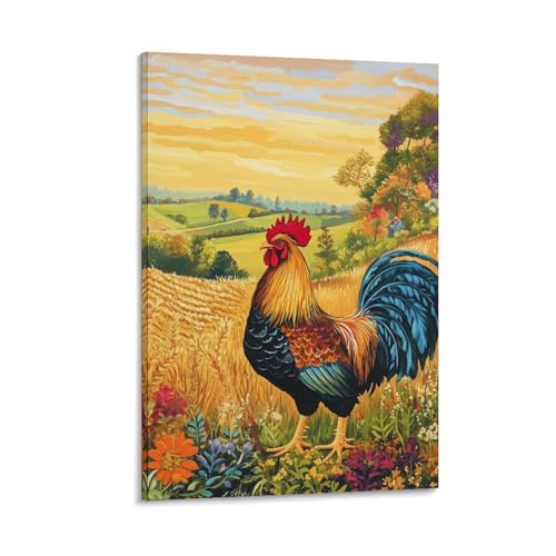 Décoration murale image sur toile coq tableau maison 50x75cm