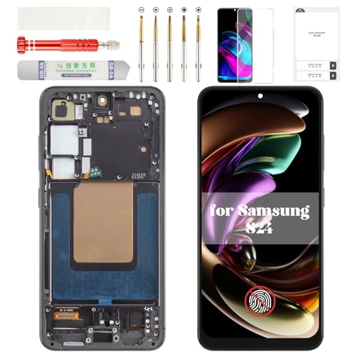 TFT for Samsung S24 LCD Replacement for Samsung Galaxy S24 Display Touch Assembly for Samsung S24 Replacement Screen Digitizer with Frame SM-S921 SM-S9210 Black (Without Fingerprint Function)