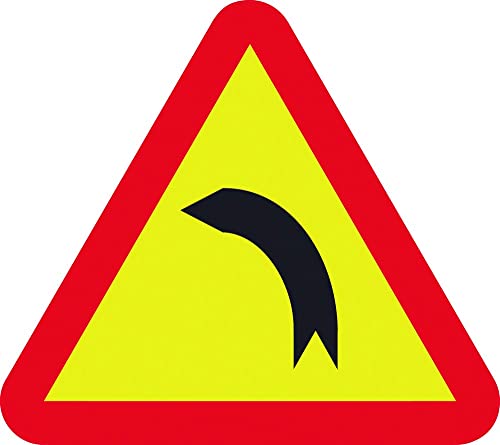 Normaluz V11004 - Señal Vial Triangular Curva Peligrosa A La Izquierda Metalica Termolacada 70 Cm Con Cte, Ripci