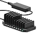 Alxum USB Fast Charging Station with Quick Charge 3.0, 10 Port Charging Stand for Multiple Devices, Compatible with iPad, iPhone, Samsung Galaxy, Black