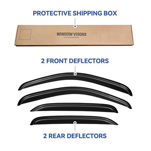 Image of Window Visors Rain Guards for 2007-2014 Chevy Tahoe /GMC Yukon, Out-Channel Window Vent Wind Deflectors Visors Shades for 07-14 Tahoe /Yukon