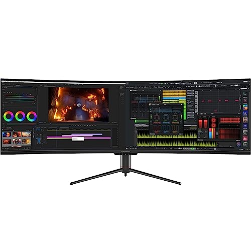 INNOCN 49″ Curved Gaming Monitor 144Hz Ultrawide 32:9 WDFHD 3840 x 1080P, R1800, 99% sRGB, HDR400, USB Type C, DisplayPort, HDMI, Built-in Speakers, Height/Tilt Adjustable – 49C1G