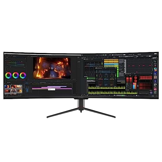 INNOCN 49" Curved Gaming Monitor 144Hz Ultrawide 32:9 WDFHD 3840 x 1080P, R1800, 99% sRGB, HDR400, USB Type C, DisplayPort, HDMI, Built-in Speakers, Height/Tilt Adjustable - 49C1G