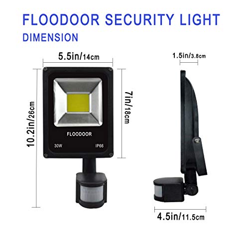 Floodoor 30W Led Motion Sensor Light Outdoor Waterproof Flood Light 12-24V Ac/Dc Super Bright Security Light, 6000K, 2700Lm, Daylight White, 150W Bulb Equivalent, Pir Sensor Light (2 Pack) #TOP6