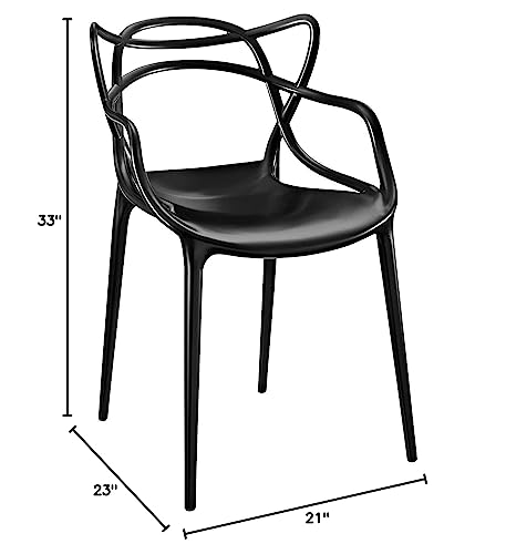 Modway Entangled Modern Molded Plastic Kitchen And Dining Room Arm Chair In Black - Fully Assembled #TOP2