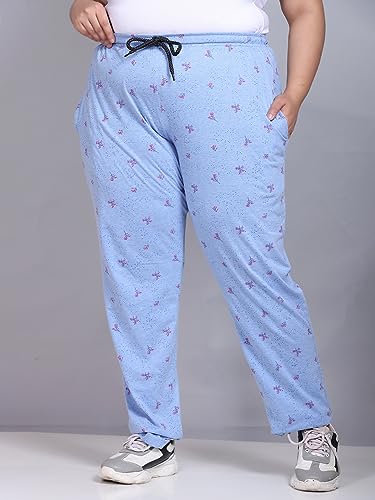 Image of CUPID Women's Plus Size Cotton Printed Pajamas, Nightwear, Lounge Wear, Walk Wear Lowers, Regular Fit Track Pants for Ladies M to 7XL