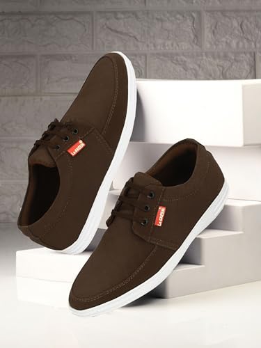 Image of Le Greem Men's Casual Lace-Up Shoes | Lightweight Synthetic Upper | Stylish & Comfortable Sneakers with Anti-Slip Sole - Black