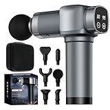 KUPAKY Massage Gun, Deep Tissue Massage Gun for Pain Relief, Handheld Electric Muscle Back Massager, Super Quiet Percussion Electric Massager with 30 Speed Levels 6 Massage Heads, Carry Case (Grey)