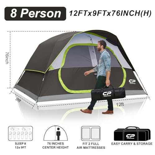 Image of CAMPROS CP Upgraded 6 /8 Person Camping Tents, Waterproof Family Tent