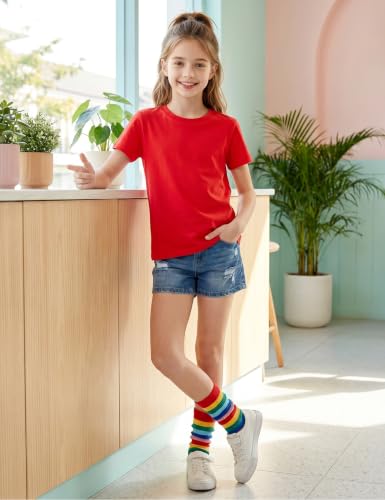 Image of Girls Cotton Long /Short Sleeve T Shirts Casual Classic Top 3-14Y | Soft Quick Dry Breathable Blank Crew Neck T-Shirt, Boys & Girls, for DIY Printing, School, Sports, Daily & Outdoor Activities