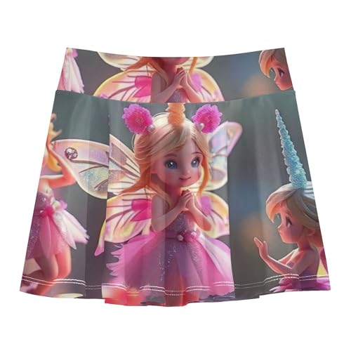 Joisal Skirts with Shorts Cute Characters Poses Girls' Shorts Athletic Skorts Colored Pleated 4t