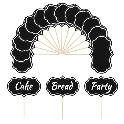 Ptwola 50 marcadores para tartas de queso, tablas de charcutería, etiquetas de bufé, aperitivos, alimentos, palillos de dientes, banderas en blanco, letreros de pizarra, decoración de cupcakes,
