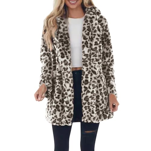 Leopard Print Faux Fur Coat Women Plus Size Fuzzy Jacket Casual Open Front Cardigan Fleece Winter Jackets2