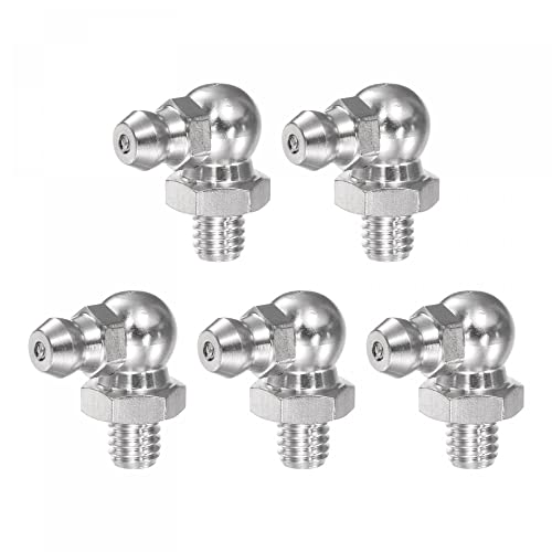 Image of uxcell 201 Stainless Steel 90 Degree Grease Fitting M6 x 1mm Thread Hydraulic Grease Fitting Accessories, 5Pcs