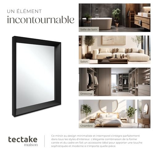 Miroir mural rectangulaire avec cadre en plastique design minimaliste - vue 5