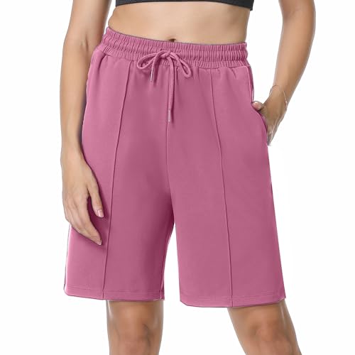 YOYOYOGA Women's Bermuda Shorts with Pockets High Waisted Knee Length Shorts 7