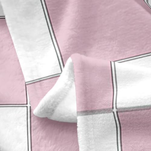 Image of Erosebridal Pink Initial C Fuzzy Plush Throw Kawaii Plaid Checkered Fleece Blanket Cute Personalized Monogram Flannel Blanket for Kids Girls,Fashion Grids Gingham Decor for Bed Couch Twin 60 inchx80 inch