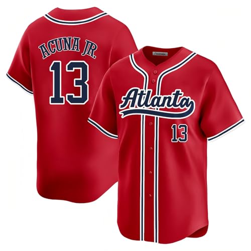 Custom Mens/Women/Youth Atlanta Red Ronald Acuna JR. Seattle Baseball Stitched T-Shirt for Sports Fan