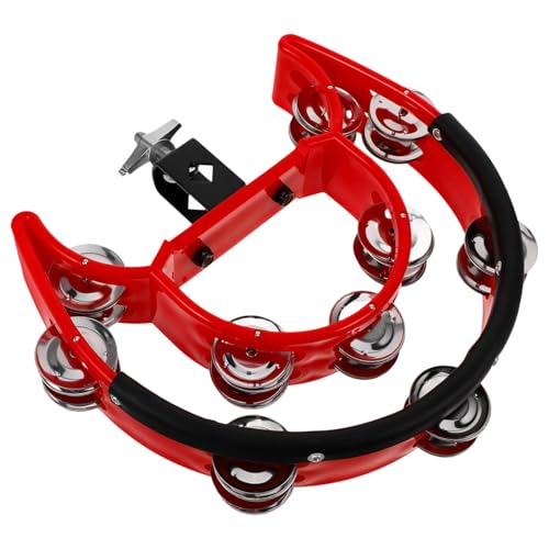 Homoyoyo Mounted Double Row Tambourine for Drum Set with Hi-hat Clamp, Metal Jingles Percussion Accessory for Beginner Drum Players