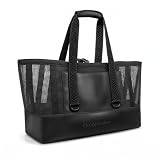 OnWander Large Mesh Beach Tote Bag, 50L Pool Bags with 2 Inner Zipper Waterproof Pockets for Swim Toys Towels Travel