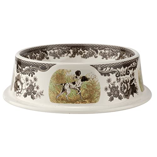 Spode Woodland Ceramic Dog Bowl | 8.5 Inch Dog Food And Water Bowl | Assorted Hunting Dogs Design | Stoneware Pet Bowl | Perfect Size Dish For Pet Food Or Water #TOP1