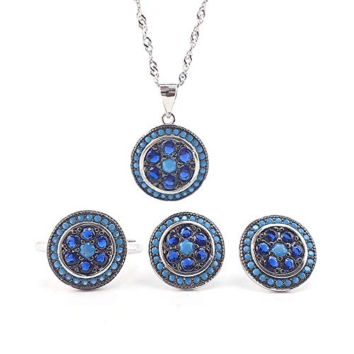 Collier turquoise et bague argent 925 ensemble bijoux chic cadeau femme