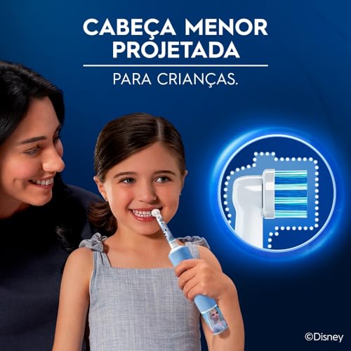 Oral-B Disney Frozen, Escova de Dentes Elétrica Infantil, Cabeça Redonda, 4 Adesivos