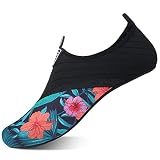 ANFTFH Schwimmschuhe Damen Barfussschuhe Barfußschuhe Herren Badeschuhe Wasserschuhe Surfschuhe Aquaschuhe PJ Blumen 40/41 EU