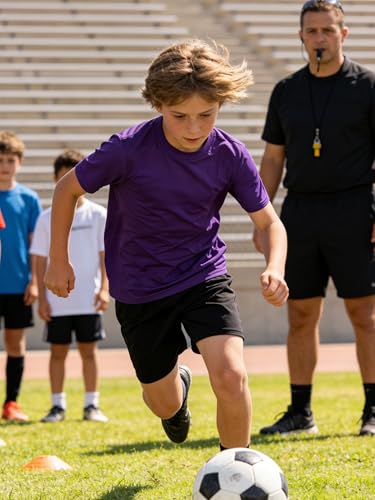 Image of Boys Neon Shirts Dry Fit Athletic T Shirts UPF 50+ Performance Cooling Shirt Short Sleeve Rash Guard Kids Top for Boys Girls