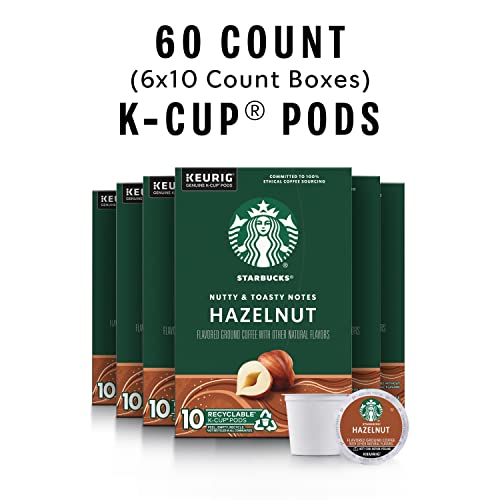 Starbucks K-Cup Coffee Pods, Hazelnut Flavored Coffee, Naturally Flavored, 100% Arabica, 6 boxes (60 pods total)