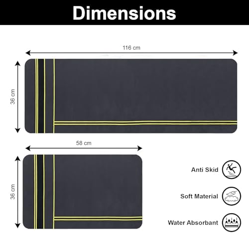 Image of Luxe Home Kitchen Mat Combo Stripe Design Standing Desk Floor Mat Non Slip Kitchen Rugs, Comfort Runner Floor for Home Office, Sink & Laundry - Grey (116x36 & 58x36 cm PC-2)
