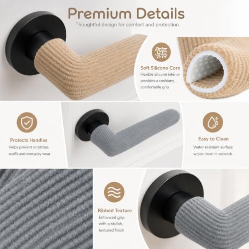Image of 6PCS Silicone Door Handle Cover, Universal Fit Door Handle Protector, Comfortable Barrier for Hot and Cold Climates