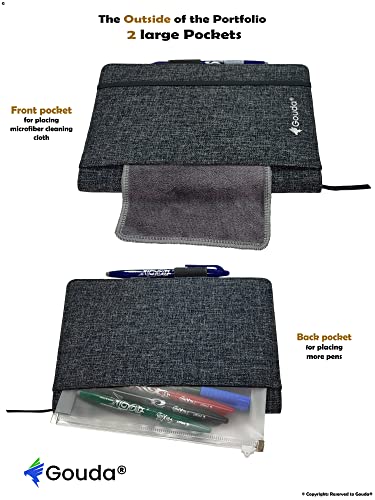 Gouda Bifold Portfolio Notebook Cover , Portfolio Organizer With Pen Loop , Large , Meduim And Small Pockets , Business Card Holder With Rfid Blocking Feature , Ribbon Bookmark , Leather Water-Resistante Fabric Case , For Smart Reusable Notebook Planner , Compatible With Rocketbook Everlast , Wave , Fusion And Panda Styels And Elfinbook In A5 And Executive Sizes (Grey) #TOP3