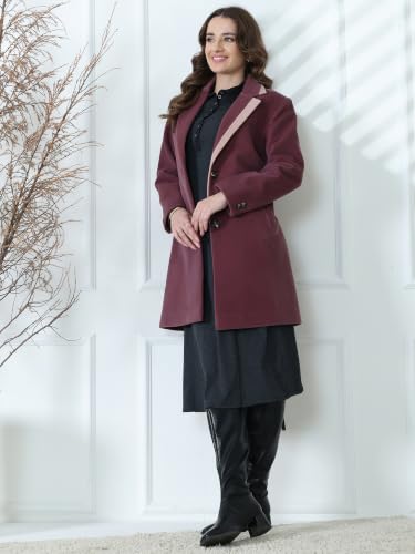 Image of PLAGG Women's Notched Lapel Long Overcoat